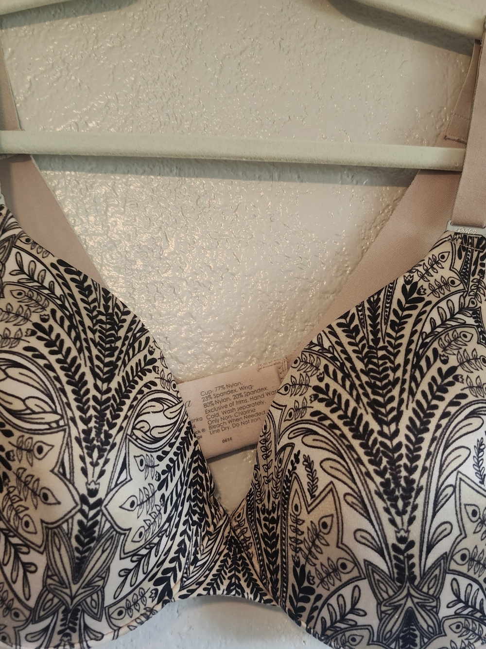 Soma Black and Cream Paisley-Print Padded Bra